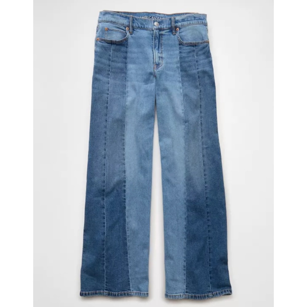 NEW American Eagle Dreamy Drape‎ Ultra Wide Leg Jeans Womens 14 Short Baggy Y2K - Picture 4 of 13